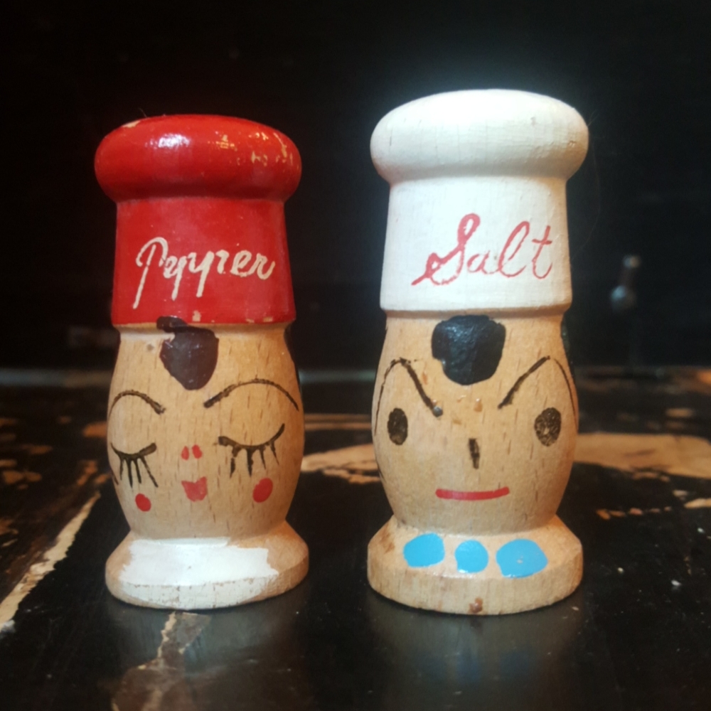 Vintage Wooden Salt & Pepper Shakers Made in Japan